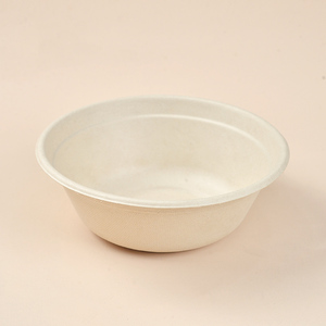 500ml Disposable Sugarcane BagasseRound Dishes Eco Friendly Biodegradable Paper Food Bowl