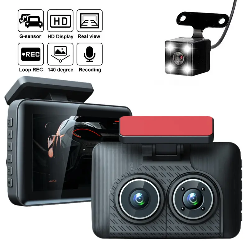 Dashcam Auto DVR 3 Zoll Auto kamera FHD 1080P Auto Recorder Dash Cam 3 Kamera objektiv mit Rückfahr kamera Nachtsicht