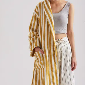 Camisola vintage e vertical de algodão, roupão longo de malha, peça social e feminina de algodão