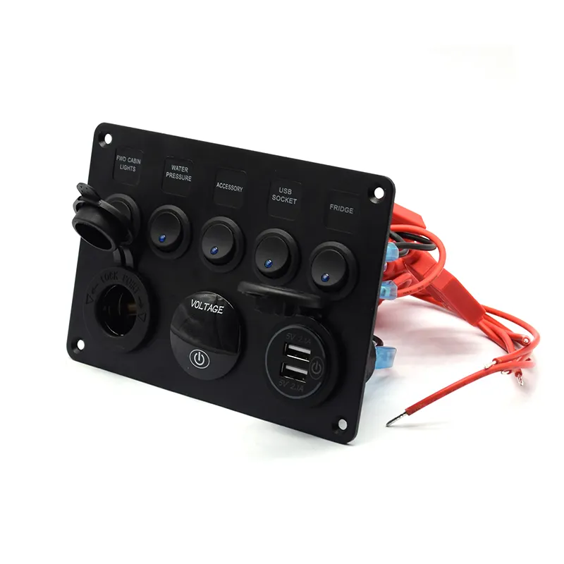 SeaSense 5001560 5 Gang Toggle Switch Panel with 12V Outlet