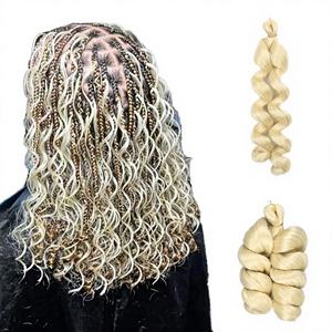Extensions de tresses synthétiques pré-bouclées en vrac, style vague océanique, sans nœuds, effet bouclé, <span class=keywords><strong>pour</strong></span> tresses torsadées au crochet - Product Image 4