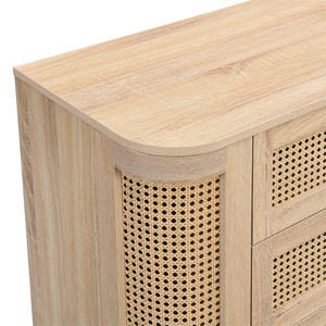Moderno Gabinete de Almacenamiento Grande de Madera con 3 Cajones, Diseño Acanalado, Cajonera con Puerta Estilo Shaker para Dormitorio, Sala de Estar, Comedor, Hotel - Product Image 4