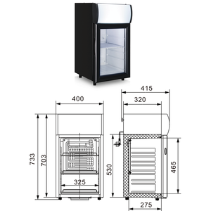 Réfrigérateur commercial de comptoir OUMEITE SC42L 42L avec porte vitrée pour boissons et autocollant de marque - Product Image 6