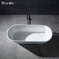Baignoire autoportante en résine composite de pierre, aspect marbre artificiel mat, 160 cm, pour hôtels