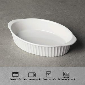Petit plat à <span class=keywords><strong>gratin</strong></span> ovale en porcelaine, ustensiles <span class=keywords><strong>de</strong></span> cuisson avec double poignée pour la cuisine et la maison - Product Image 3