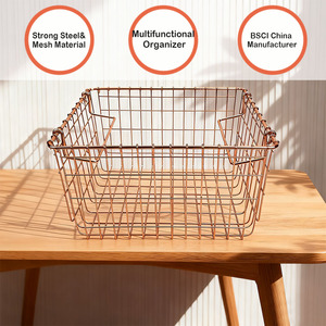 <span class=keywords><strong>Stackable</strong></span> Dây Crafted Kim Loại Rose Gold Trẻ Em Lưu Trữ Giỏ Phục Vụ Giỏ Lưu Trữ Cho Nhà Đồ Lặt Vặt Sách Đồ Chơi Quần Áo - Product Image 2