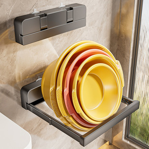 Foldable Washbasin Storage Rack 50X30Cm Wall Mounted Durable Bathroom Shelf Corner Mounting Toilet Basin Organizer - Product Image 1