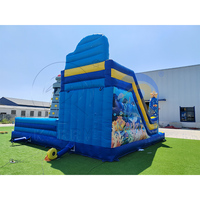 Château gonflable géant pour sports de plein air, thème Monde Océanique, avec toboggan et mur d'escalade, pour usage commercial