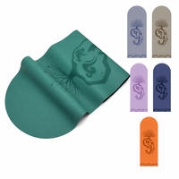 Tapis de yoga en caoutchouc naturel PU écologique imprimé sur mesure, résistant à la transpiration, haute adhérence, antidérapant, tapis de fitness en cuir PU