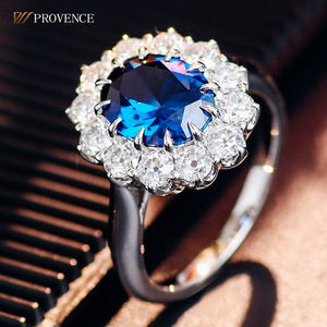 3ct Sapfire अंडाकार कट लैब उगाई हुई जेमस्टोन 18k सोने के ठीक गहने रिंग नई डिजाइन लैब ने बनाया सैपफायर दुल्हन गहने सेट शादी - Product Image 3