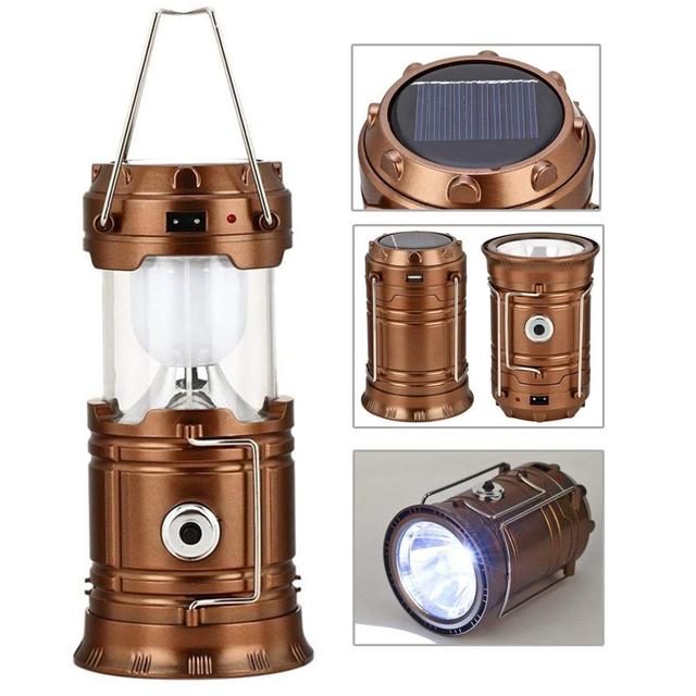 Camping Lantern Flashlights Collapsible Portable Telescopic Solar Charging LED Hanging Rechargeable Camp Light Table Lamp