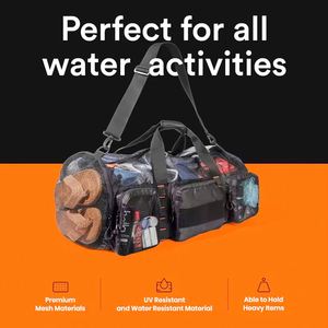 Custom Large Capacity <b>Foldable</b> Outdoor Diving Mesh Duffel <b>Bag</b> for Scuba Dive Snorkel Equipment Mesh Duffle <b>Beach</b> Tote <b>Bag</b> - Product Image 2