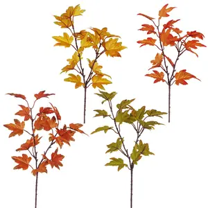 高品質の人工カエデの木の枝と葉フラワーアレンジメント家の装飾感謝祭人工カエデの葉