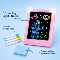 Tablette de dessin lumineuse à effets magiques sur le thème de l'astronaute, tablette de dessin électronique réutilisable pour garçons et filles