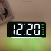 Jam Dinding Digital LED Alarm Pintar Kustom Lampu Malam Modern Rumah Tampilan Cuaca 24 Jam Termometer Dalam Ruangan Kamar Tidur Kantor USB