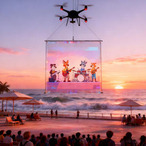 Schermo LED Flessibile per Esterni, Display <span class=keywords><strong>TV</strong></span> Pieghevole, Banner LED Volante per Pubblicità con Drone - Product Image 1