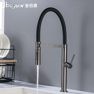 Jboyurn Kitchen Faucet 304 Stainless Steel Single Handle 360 Degree Rotate Modern Deck Mounted Water Tap - Product Image 2