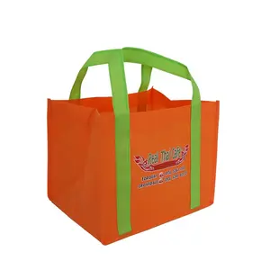 Bolsa de mercearia eco amigável, sacola de mercearia com logotipo impresso personalizado não tecido