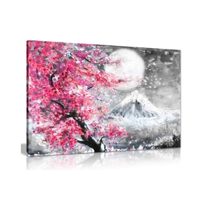Phong Cách Hiện Đại Màu Hồng Đen & Trắng Hoa Anh Đào Phong Cảnh Sơn Dầu Thiết Kế Tường Nghệ Thuật Áp phích Vải - Product Image 1