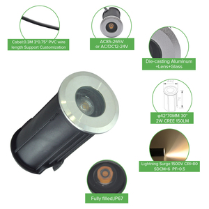 Applique murale étanche 2W Ip67 Underground Encastré Coin Extérieur Mini Lampe creusée Encastré Extérieur <span class=keywords><strong>Spot</strong></span> encastré dans le <span class=keywords><strong>sol</strong></span> - Product Image 2