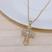 Collier pendentif croix rétro punk avec zircon unique, style européen américain, design en cuivre et bambou, clavicule, cadeau unisexe