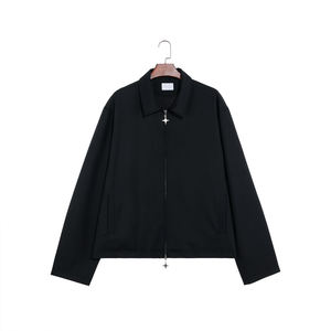 جاكيت صوف شتوي فضفاض قطن مغسول مخصص للرجال من القماش بسحاب عتيق للرجال - Product Image 1