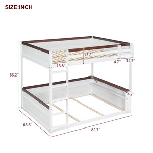 White And <b>Brown</b> Childrens Bunk Bed With <b>Storage</b> Side Table For Bedroom Furniture Kids Bed Framework Structure - Product Image 3