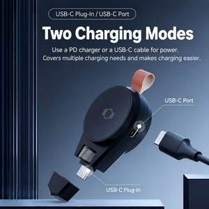 SIKAI สำหรับซัมซุงกาแล็กซี่วอทช์ 8/<span class=keywords><strong>7</strong></span>/6/5/4 เครื่องชาร์จ USB-C <span class=keywords><strong>แบ</strong></span>บพกพาพาวเวอร์แบงค์/โทรศัพท์/แล็ปท็อป 90 °   แม่เหล็กหมุนได้สำหรับการเดินทาง - Product Image 3