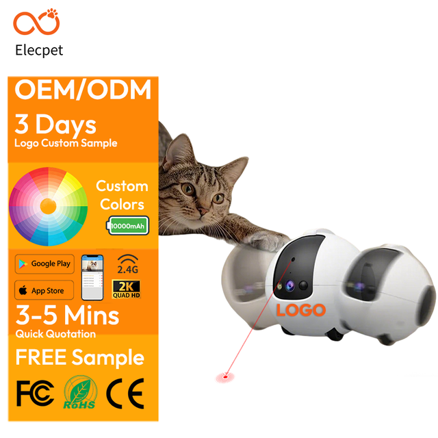 Elecpet OEM AI Robot Pet Camera 360° HD 2K Pet Camera Robot Smart Advanced Ai 10000mAh Pet Robot Toy for Kitten Dog