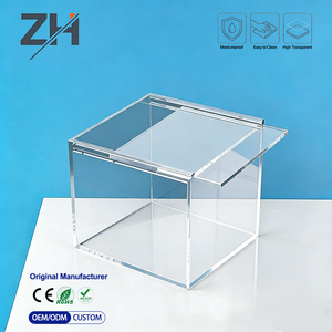 Boîte de présentation en acrylique transparente <span class=keywords><strong>carrée</strong></span> avec couvercle coulissant intégré personnalisée pour figurine capsule - Product Image 1