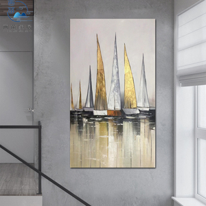 Dipinto a Mano su Tela di Alta Qualità <span class=keywords><strong>con</strong></span> <span class=keywords><strong>Barche</strong></span> a Vela e Paesaggio, Grande Quadro a Olio su Tela <span class=keywords><strong>con</strong></span> <span class=keywords><strong>Barche</strong></span> a Vela - Product Image 3