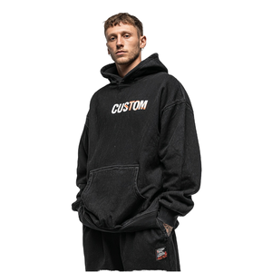 New Arrival Regular Fit <b>Acid</b> Washed 100% Cotton Fleece Blank Pullover Hoodies 350 GSM Oversized & <b>Drop</b> Shoulder Hoodie Men - Product Image 1