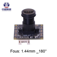 Módulo de Cámara Industrial Zhongwei Aoke H720P_H65 con Lente Ojo de Pez Distorsionada de 1.44mm y 180°, 30fps HD UVC USB CMOS_1/3" con Montura M12