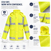 Combinaison de pluie ultra-légère réfléchissante, coupe-vent, résistante à l'eau, en tissu Oxford, pour la sécurité au travail, la construction et la logistique