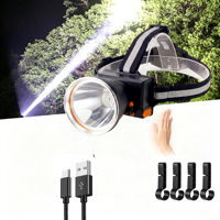 Torcia Frontale a Lunga Portata con Batteria al Litio da 12000 mAh, Ventola ad Alta Potenza e LED XHP70 Integrato per Campeggio, Grado di Protezione IP66
