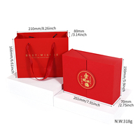 Coffret cadeau rouge avec ours en peluche, carte de voeux et bonbons pour le Nouvel An chinois