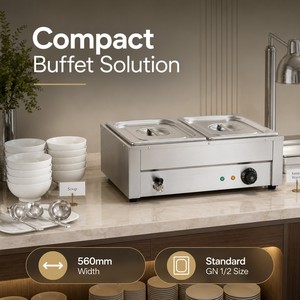 Commercial Electric Double Pan Bain Marie Food <b>Warmer</b> 220V 1.5kW Countertop Soup <b>Warmer</b> for <b>Buffet</b> Catering Restaurant - Product Image 3