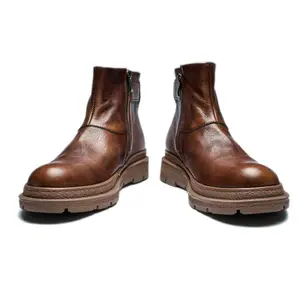 Novo design de sapatos de couro masculino Botas de Cowboy botas de couro genuíno para homens