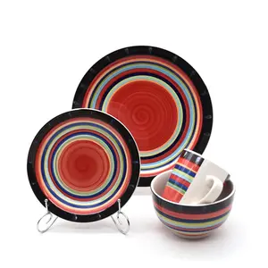 Круглая керамическая посуда, индивидуальный дизайн в полоску, недорогая посуда для дома, посуда от производителя, Меламиновый набор для гостиной, сервис для ужина