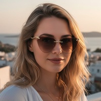 Lunettes de soleil élégantes pour femmes, style œil de chat, sans monture, UV400, avec branches en métal, tendance