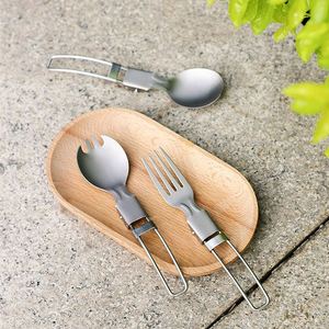 Juego de Cuchara, Tenedor y Cuchara-Tenedor de Titanio con Mango Plegable para Acampar al Aire Libre, Venta al Por Mayor - Product Image 3