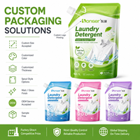 Sachet d'emballage personnalisé imprimé réutilisable en plastique pour recharge de lessive liquide, avec bec verseur et pochette