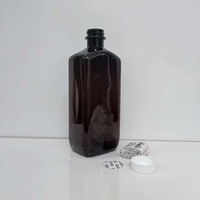 Bouteilles en plastique PET ambré de 500 ml à succès avec petit bouchon à vis 28-400 pour médicaments liquides (comme le tris)
