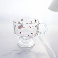 Verres à eau à pied motif dessin animé, jolies tasses à jus en verre, verres à boire
