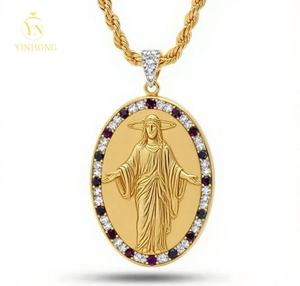 México joyería de moda S925 joyería de plata Rhinestone Cz bendito Santo granizo Virgen María colgante collares - Product Image 3