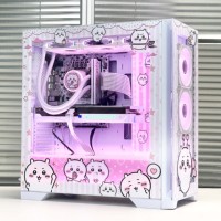 Boîtier d'ordinateur en métal Chiikawa DIY personnalisé de type Mid-Tower avec refroidissement par eau 360°, design 'Sea View Room', style personnage d'anime - En stock