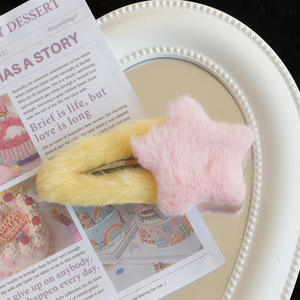 Klip rambut bintang mewah lucu kartun aksesori rambut berbulu musim gugur dan musim dingin klip rambut BB bintang lima titik baru grosir - Product Image 3