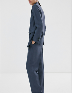 Blazer Azul Polvoriento de Doble Botonadura para Mujer con Solapa Entallada y Bolsillos con Solapa, Corte Relajado, Abrigo Elegante Casual para Oficina y Uso Diario - Product Image 3