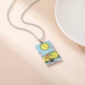 Tarocchi stampa a colori collana principale arcani ciondolo collana estetica buona fortuna amuleto in acciaio inox gioielli regalo - Product Image 2