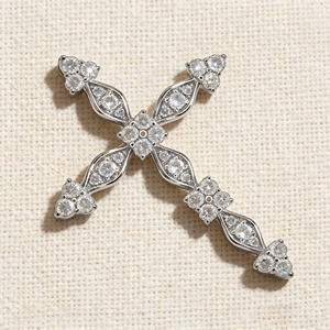 CUSTOM SILVER 10K/14K/18K GOLD PLATED LAB GROWN CVD DIAMOND CLASSIC ENGAGEMENT GIFT SWEATER <b>CHAIN</b> NECKLACE <b>CROSS</b> PENDANT - Product Image 2